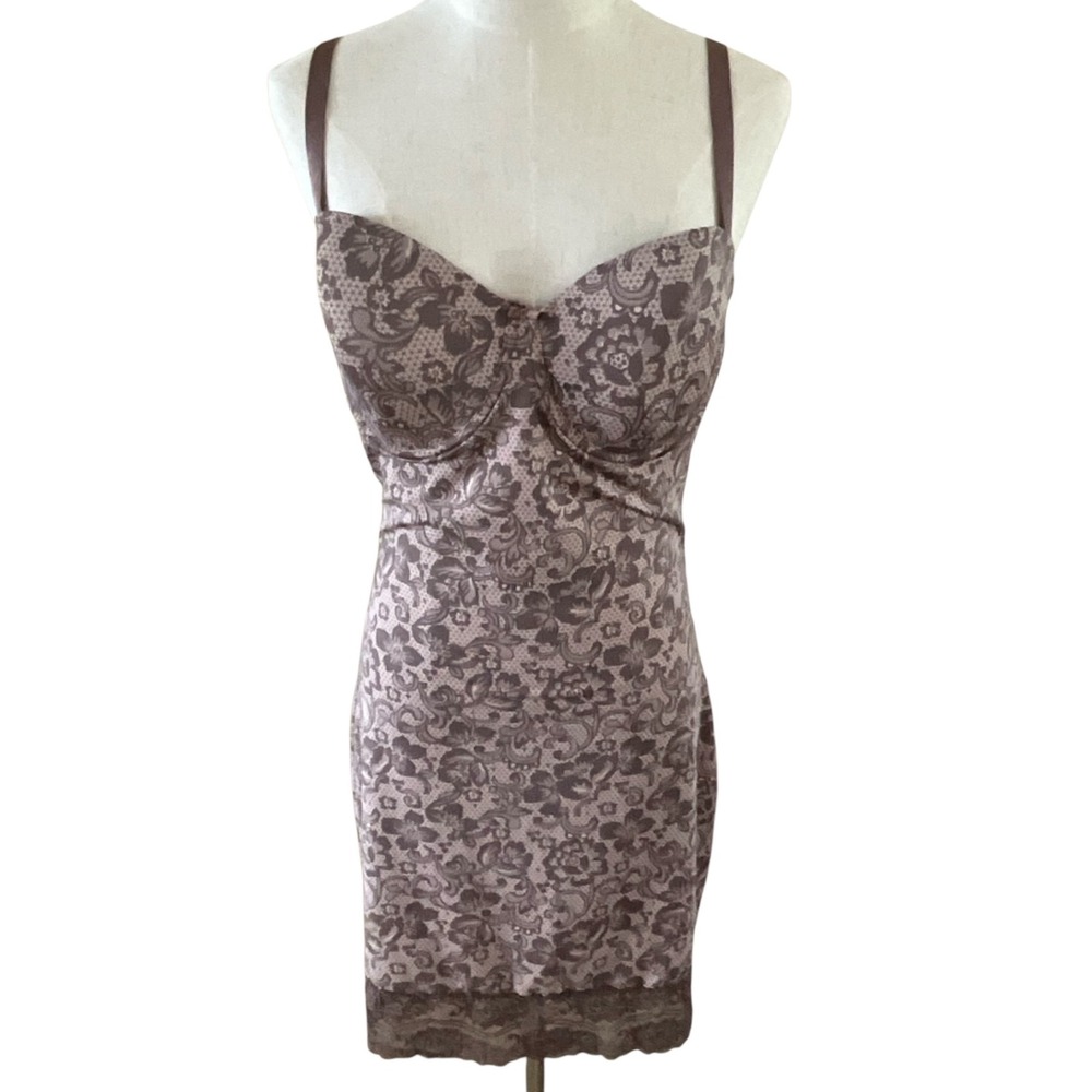 Marilyn Monroe Intimates Lace Slip Dress 1X Plus Size Lingerie Mauve ‎ Shapewear